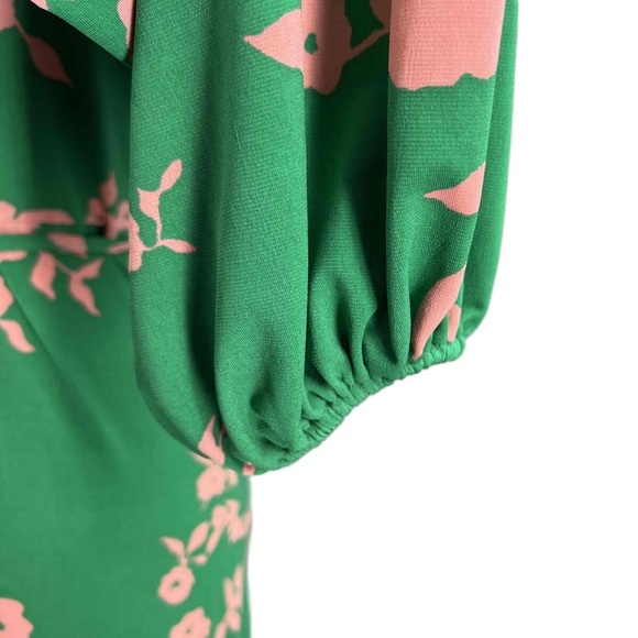 ASOS Design Pink Green Floral Long Sleeve Long Wrap Dress US 16/18 - Picture 5 of 6